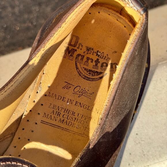 Vintage Made in Englang Dr. Martens Brown Leather Cut Out Mary Janes Size 7 - Picture 4 of 9